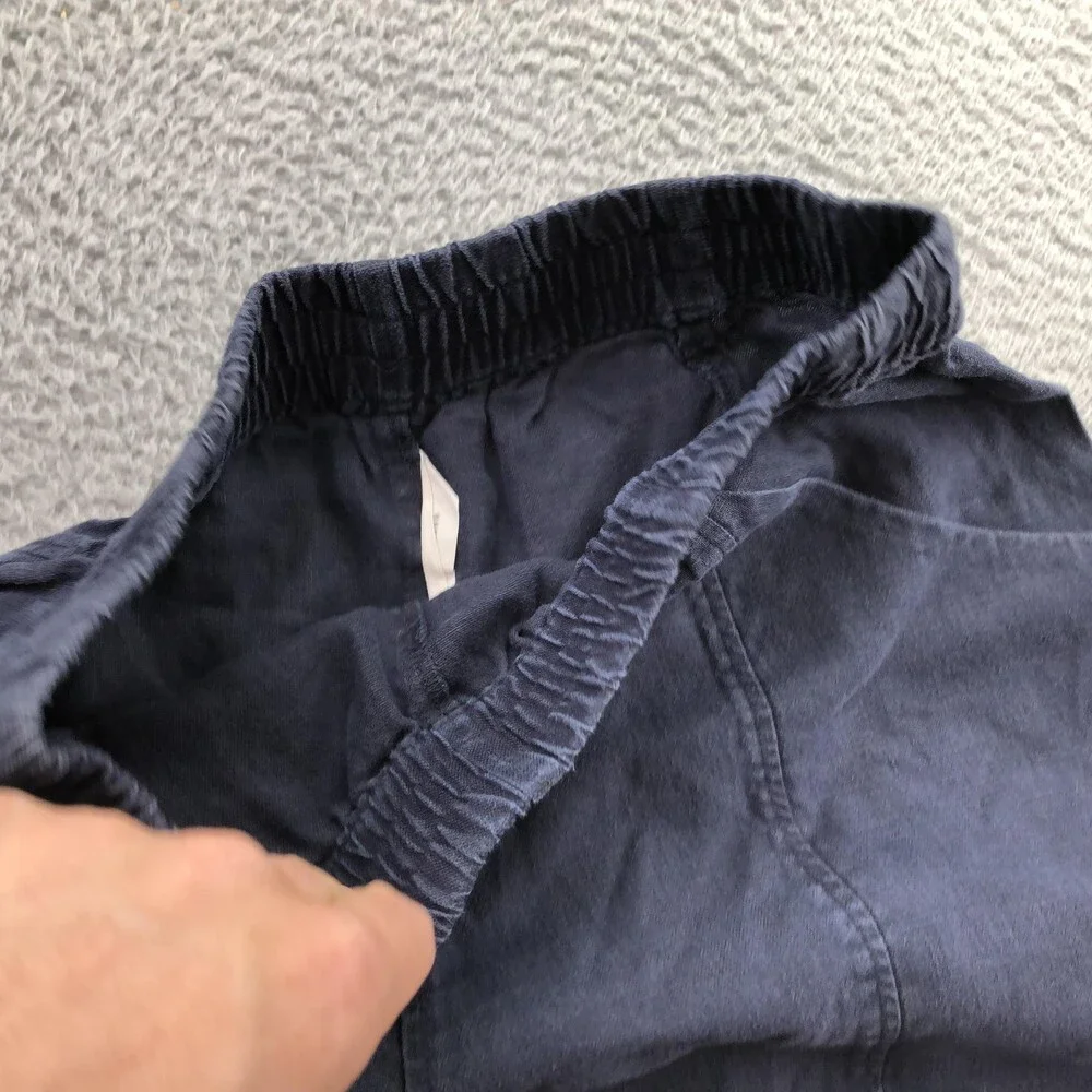 Elizabeth Suzann Shorts Womens Medium Blue Linen Elastic Waist 4.5 Inseam